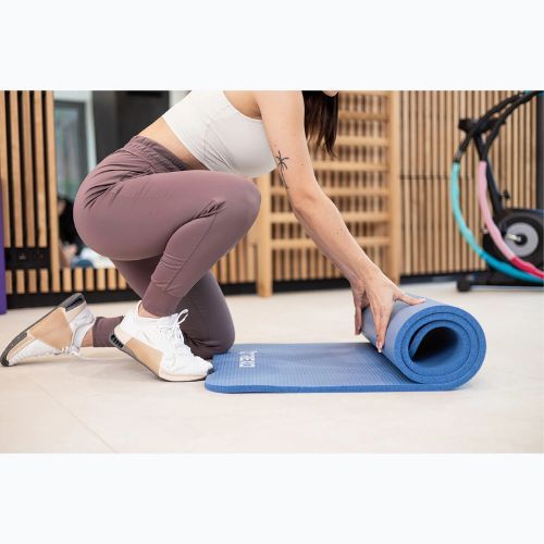 Trainingsmatte XTREXO NBR 15 mm mit Gurt Blau