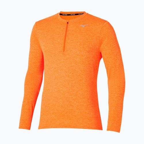 Herren Mizuno Core Impulse Half Zip Tee tangelo running longsleeve