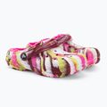 Crocs Classic Lined Marbled Clog electric pink/multi Kinder-Pantoletten 5