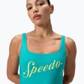 Damen-Einteiliger Badeanzug Speedo Logo Square Back turquoise gem 5