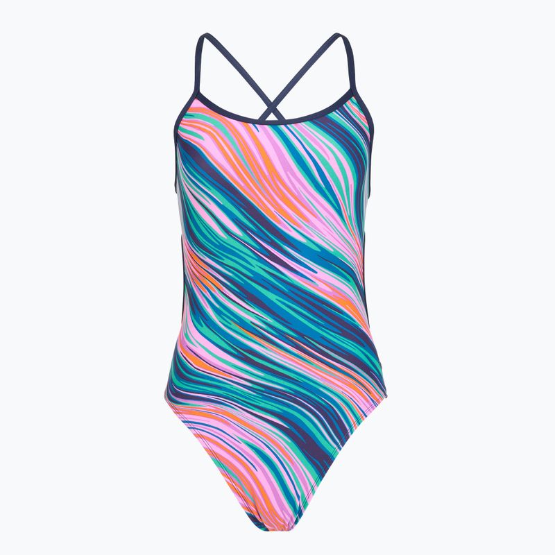 Damen-Einteiler Badeanzug TYR Durafast Elite Riptidal Trinityfit pink/multi