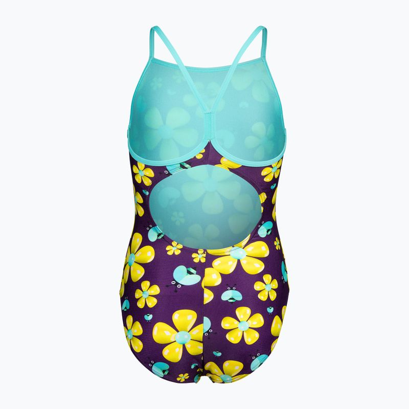 Kinder Badeanzug arena Spring Lightdrop Back plum multi/water 2