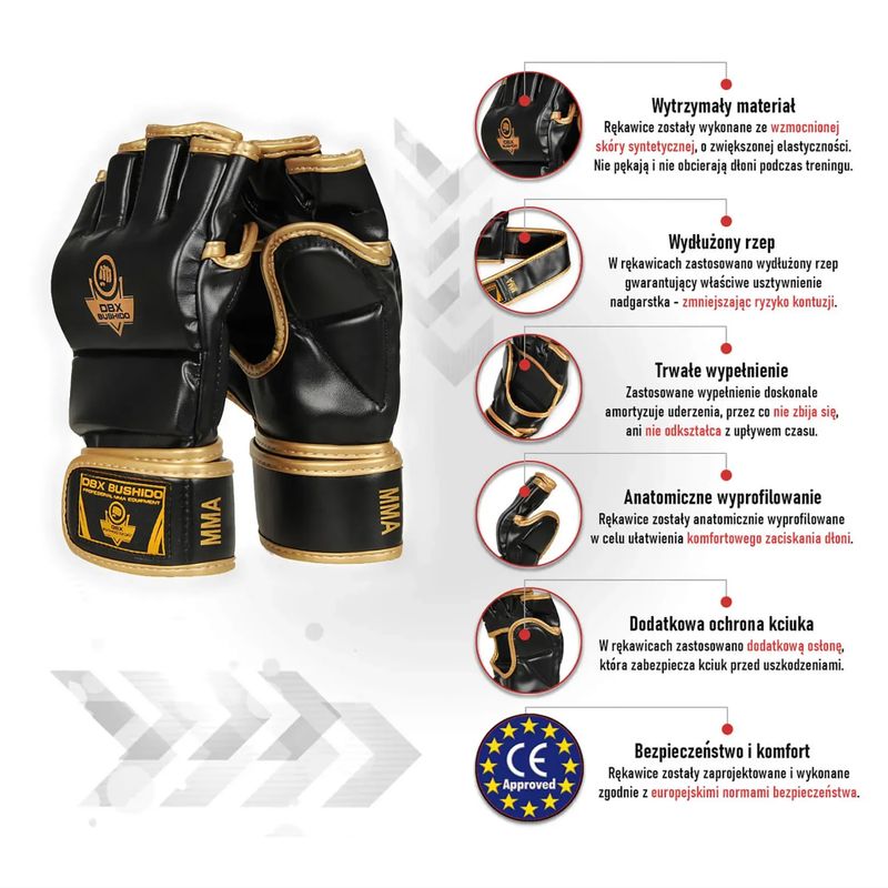 DBX BUSHIDO Grappling-Handschuhe schwarz E1V8 9