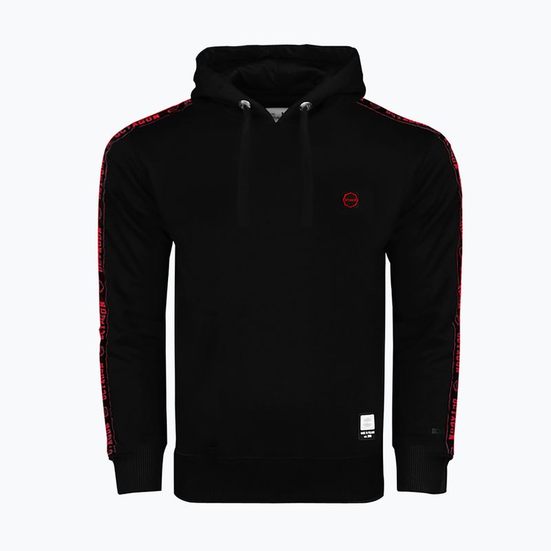 Herrenpullover Octagon Stripe Hoodie black/red