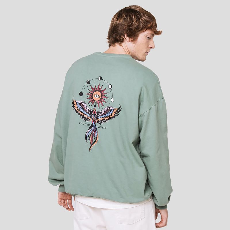 Herrenpullover Kaotiko Washed Phoenix grün 2