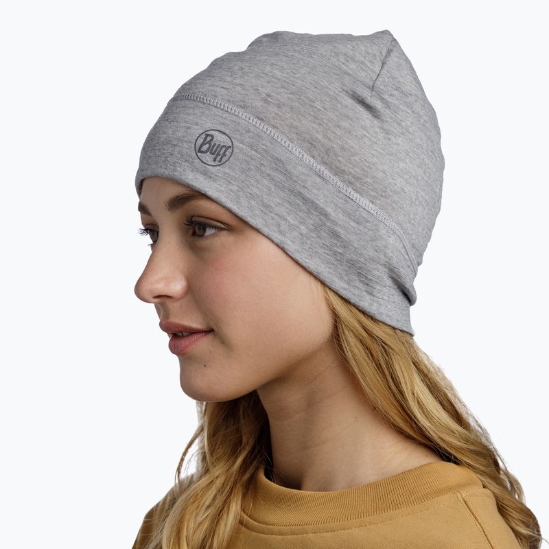 BUFF Leichte Merinowolle einfarbig hellgrau Wintermütze 3