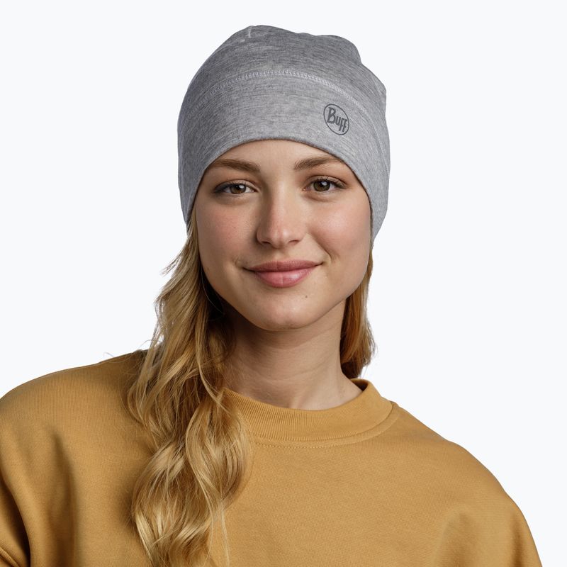 BUFF Leichte Merinowolle einfarbig hellgrau Wintermütze 4